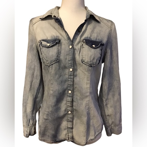 RED Snap acid washed western style button down shirt size Medium - Picture 2 of 9